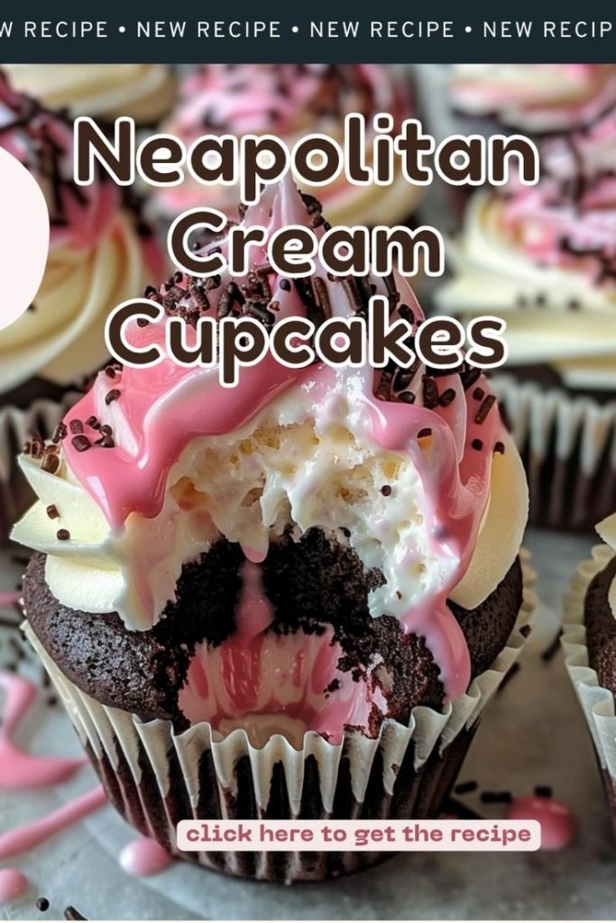 Heavenly Neapolitan Cream Cupcakes