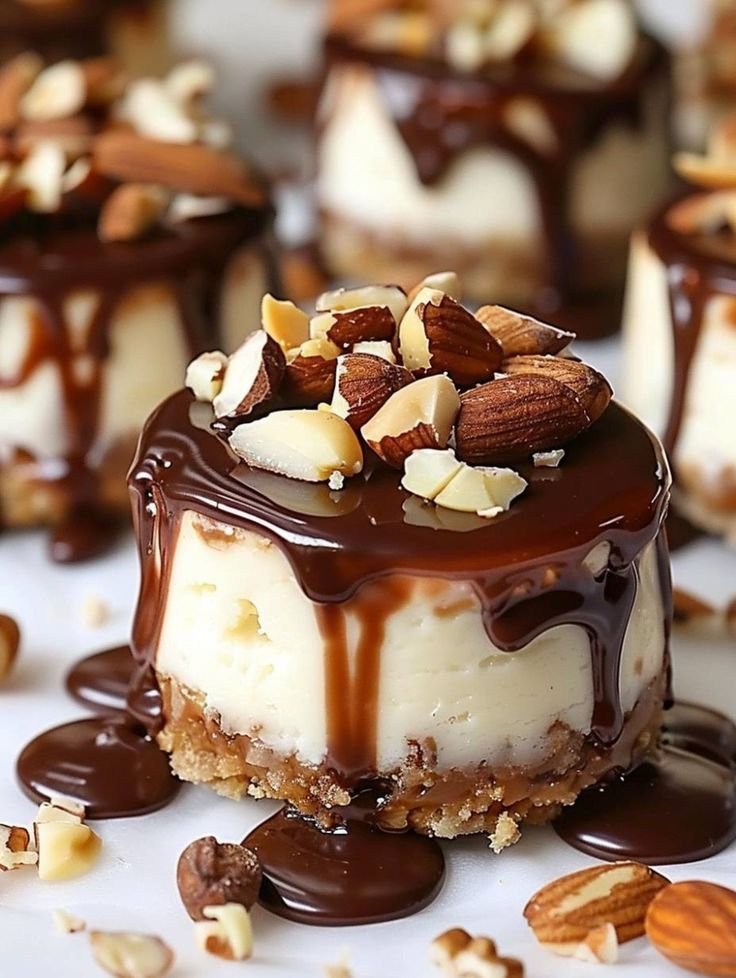 No Bake Turtle Mini Cheesecakes