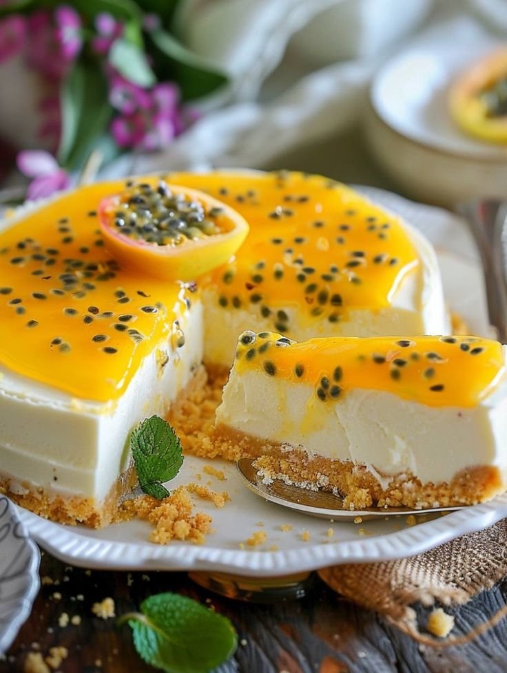 Passion Fruit Cheesecake with Dreamy Cream