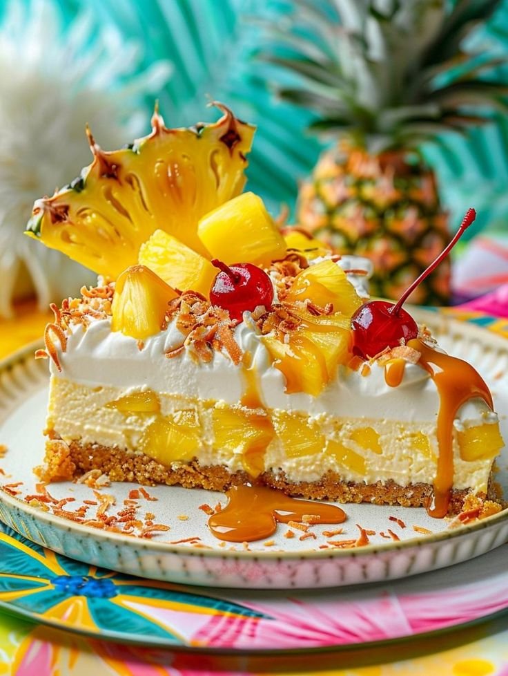 Pineapple Paradise Cheesecake with Coconut Cream