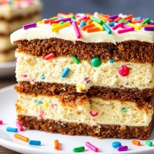 Funfetti Cake Batter Cookie Dough Brownie Layer Cake