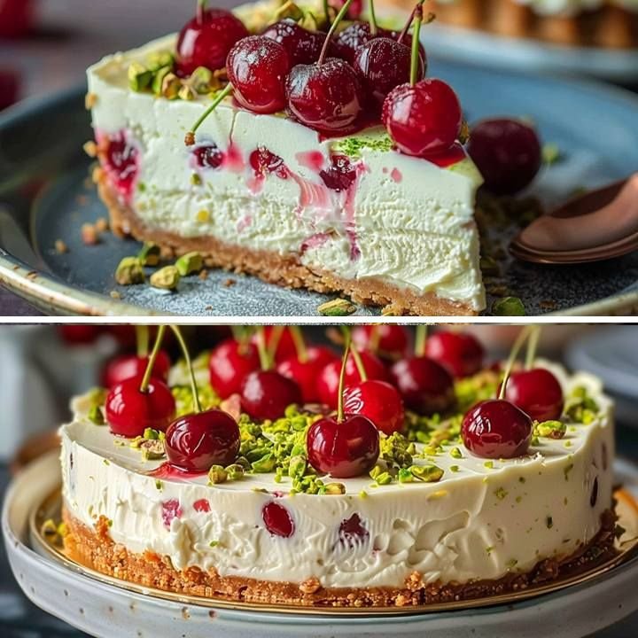 Lemon-Lime Cherry Pistachio Cheesecake