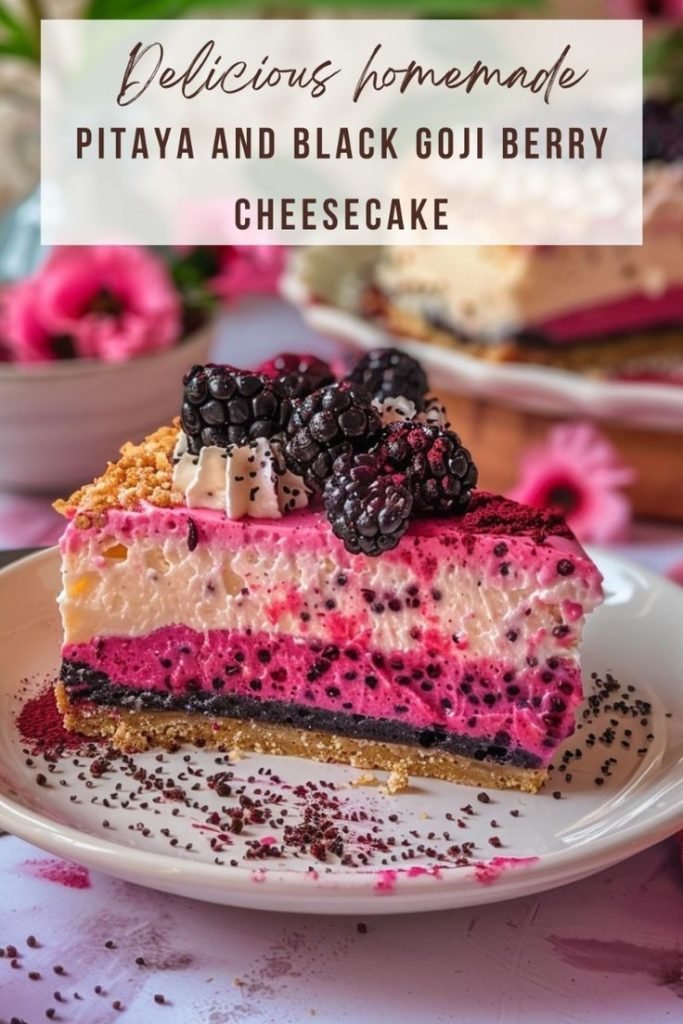 Pitaya and Black Goji Berry Cheesecake